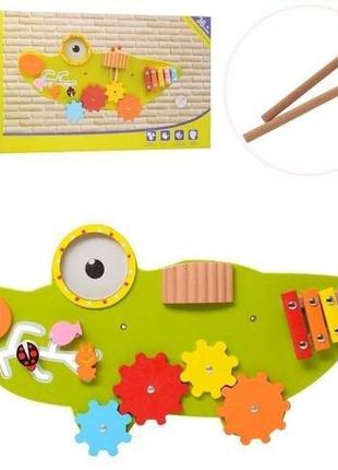 Бизиборд крокодил деревянная детская развивающая игрушка обучающая доска бизидоска для детей из дерева
