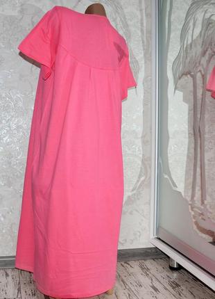 Длинная хлопковая женская ночная рубашка для сна, розовая ночнушка. размеры 48-50, 50-524 фото