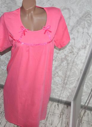 Длинная хлопковая женская ночная рубашка для сна, розовая ночнушка. размеры 48-50, 50-523 фото