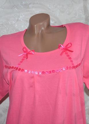 Длинная хлопковая женская ночная рубашка для сна, розовая ночнушка. размеры 48-50, 50-525 фото