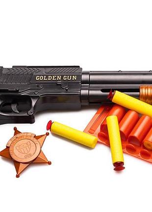 Игрушечный дробовик "marshal"  golden gun 915gg с мягкими пулями2 фото