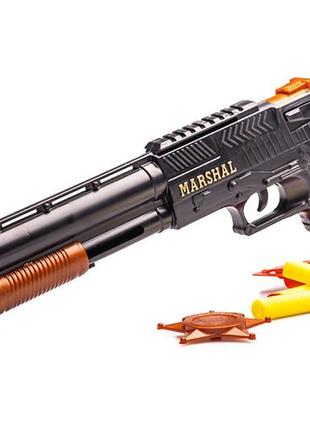 Игрушечный дробовик "marshal"  golden gun 915gg с мягкими пулями4 фото