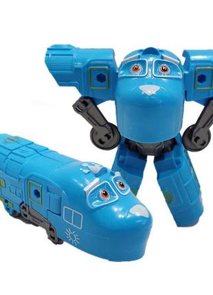 Детский трансформер 2189 робот-поезд (голубой)