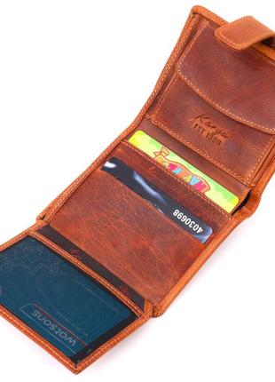 Мужской бумажник из добротной винтажной кожи karya 21327 рыжий6 фото