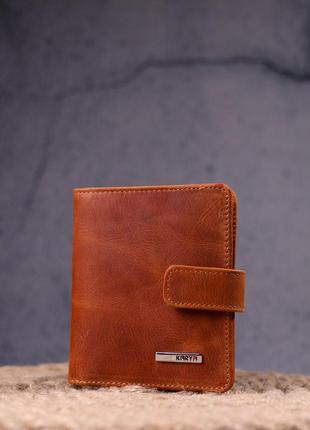 Мужской бумажник из добротной винтажной кожи karya 21327 рыжий8 фото