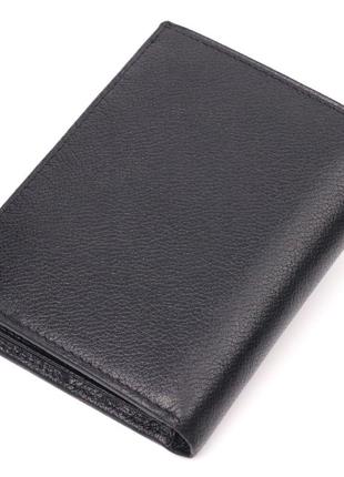 Вертикальный небольшой кожаный кошелек без застежки karya 21362 черный2 фото