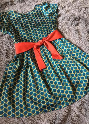 Розпродаж 💜літній сатинове плаття з поясом бантом коротким рукавом