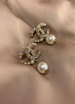 Брендові сережки гвоздик із логотипом позолоту перлів циркій
