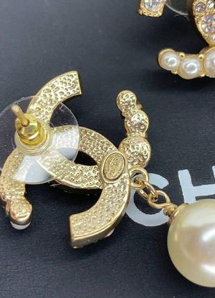 Брендові сережки гвоздик із логотипом позолоту перлів циркій5 фото