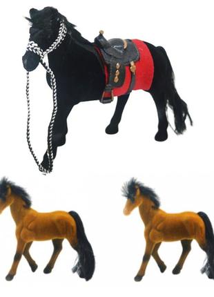 Набор флоксовых лошадок 3 шт скачущие лошади черная + коричневые