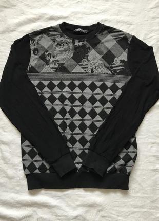 Чорний сірий трикотажний джемпер светр кофта