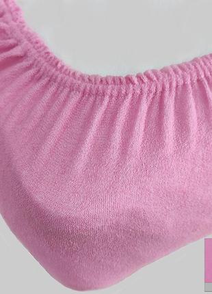 Махровая простынь на резинке спальное место  90*200 см + 25 см на бортик розовый