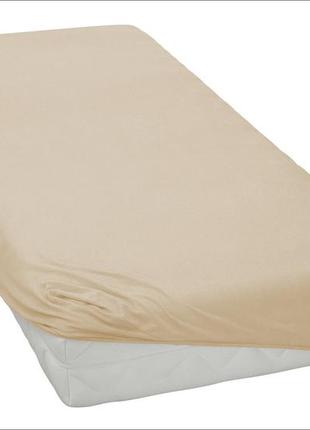 Трикотажная простынь на резинке в кроватку размер спального места 60*120 см  бежевый цвет бренд kayra