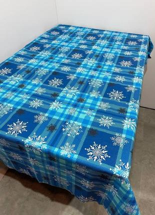 Скатертина новорічна олені 150*220 см тканина льон білого кольору8 фото