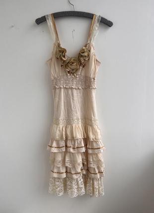 Aftershock романтичное платье с кружевом шелк+коттон3 фото