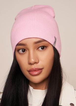 Бежевая женская шапка лопата без отворота весна-осень3 фото