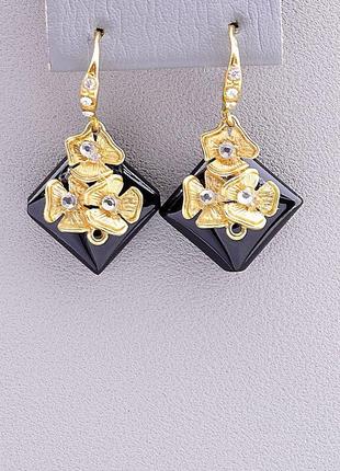 044988 серьги 'hand made' агат бижутерный сплав8,6 г.