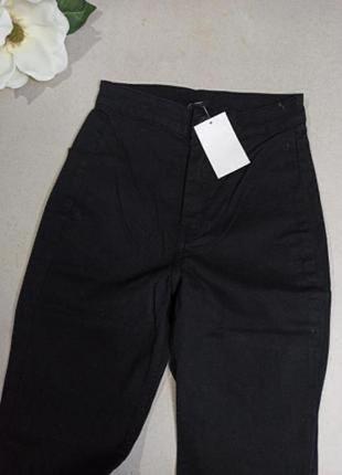 Крутые черные джинсы скины с высокой посадкой от h&amp;m с необработанным краем3 фото