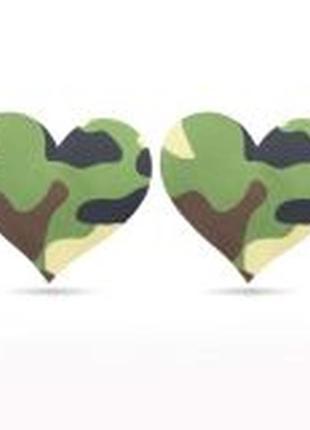 Камуфляжные звезды и сердечки стикини на соски (2 шт)