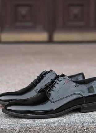 Лаковані чорні туфлі з шнурівкою 41 - 45 розмір2 фото