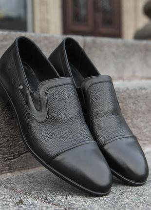 Черные мужские туфли без шнурков 43 размер