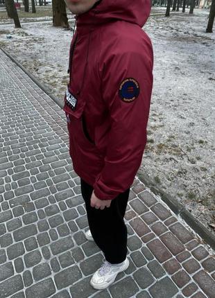 Мужская куртка анорак бордовый (весна осень)2 фото