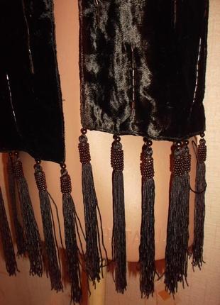Велюровий шарф коричневий пензлика бісер - 164см2 фото