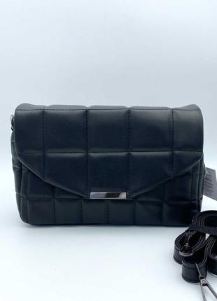 Женская сумка черная сумка стеганая сумка стеганый клатч черный клатч сумка через плечо2 фото