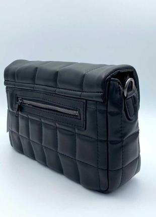 Женская сумка черная сумка стеганая сумка стеганый клатч черный клатч сумка через плечо3 фото