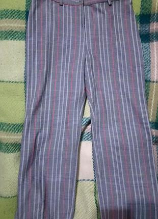 Капри укороченные брюки в клетку штаны летние низкая посадка1 фото