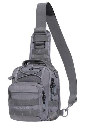 Тактическая сумка через плечо pentagon 7л 190 х 240 х 160 мм universal chest bag 2.0 серый (k17046-2.0-08)