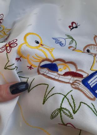 Скатерть 🌾🐇🐣 пасхальная наперон пасха атласная с вышивкой зайчик цыпленок праздничная салфетка скатерка винтаж6 фото