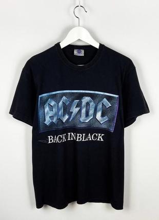 Вінтажна футболка ac/dc back in black рок мерч rock