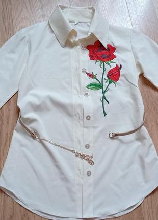 Рубашка детская с вышивкой роза
