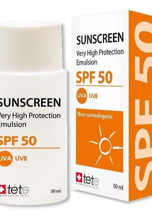 Солнцезащитный флюид spf 50 tete cosmeceutical sunscreen high protection emulsion spf 50