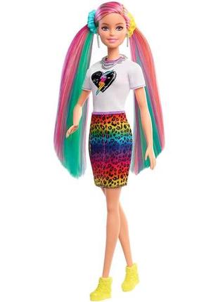 Лялька барбі леопард райдужне волосся barbie leopard rainbow hair doll mattel3 фото