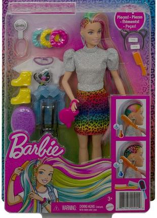 Лялька барбі леопард райдужне волосся barbie leopard rainbow hair doll mattel6 фото