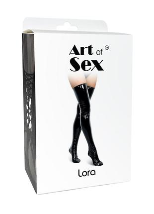 Сексуальные виниловые чулки art of sex - lora, размер m, цвет черный4 фото