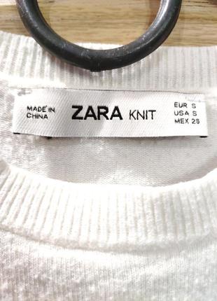 Белый хлопковый джемпер свитер кофта женская жо длинного рукава оригинальный бренда zara3 фото
