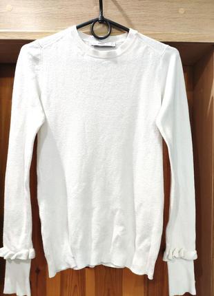 Белый хлопковый джемпер свитер кофта женская жо длинного рукава оригинальный бренда zara