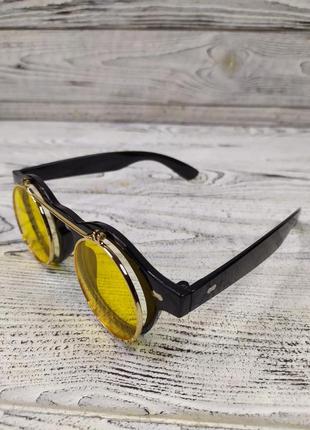 Солнцезащитные очки круглые, с откидной крышкой в стиле ретро, стимпанк3 фото