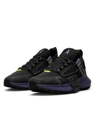 Кроссовки мужские reebok zig kinetica edge черные фиолетовые, рибок зиг кинетика эдж3 фото