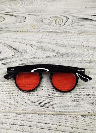 Солнцезащитные очки круглые, красные с откидной крышкой в стиле ретро, стимпанк8 фото