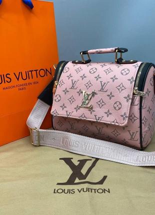 Сумка рожева жіноча в стилі louis vuitton клатч сумочка саквояж-луї вітон крос-боді