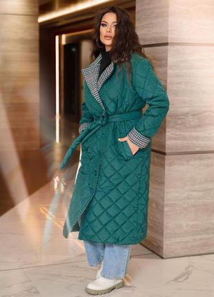 Стильна жіноча довга стьобана куртка 6 кольорів великі розміри