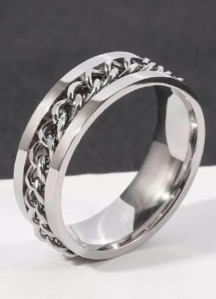 Серебристое кольцо из нержавеющей стали с подвижной цепочкой asos design 316l размер от 17 до 213 фото