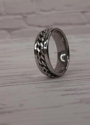 Серебристое кольцо из нержавеющей стали с подвижной цепочкой asos design 316l размер от 17 до 212 фото