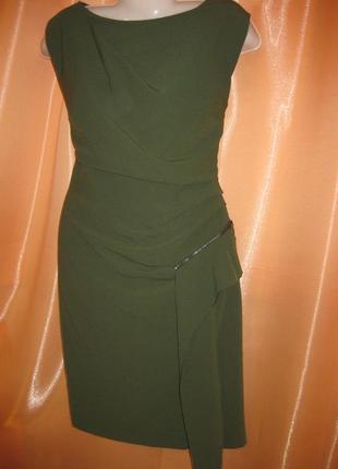 Приталена силуетна сукня плаття зелена хакі мілітарі ashley brooke ешлі брук км1548 італія міді4 фото