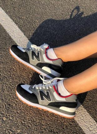 Жіночі кросівки new balance 574 black grey red / smb