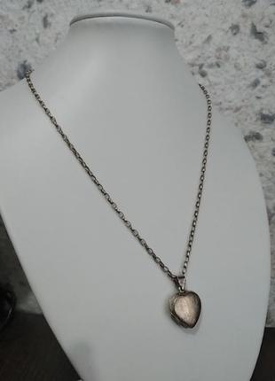 Серебряная ag 925 цепочка с подвеской локет сердце